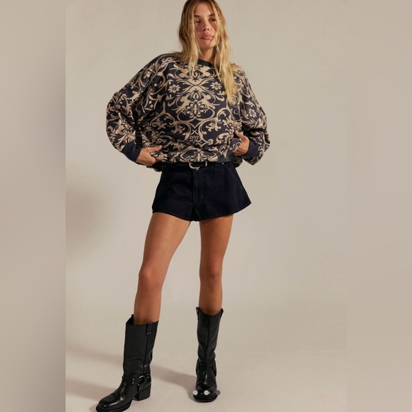 NWOT Free People Printed Bubble up Pullover sweatshirt - Picture 3 of 7